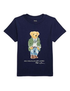 Polo Ralph Lauren tricou de bumbac pentru copii culoarea albastru marin, cu imprimeu