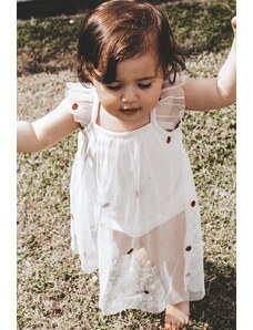 That's mine rochie din bumbac pentru bebeluși Hirsa culoarea bej, mini, evazati