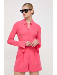 Patrizia Pepe camasa femei, culoarea roz, cu guler clasic, slim