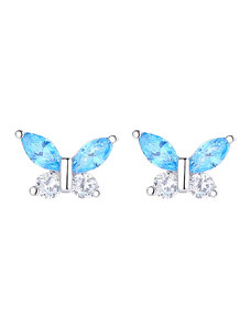 DELIS Cercei argint 925, JW859, model fluture albastru, placati cu rodiu