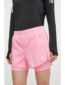 adidas Performance pantaloni scurți de antrenament culoarea roz, uni, high waist IS3950