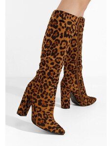 Zapatos Cizme cu toc gros Rasha leopard