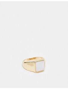 Faded Future square opal stone signet ring in gold