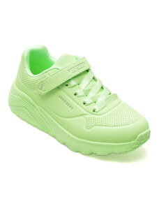 Pantofi sport SKECHERS verzi, UNO LITE, din piele ecologica