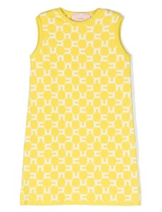 Elisabetta Franchi La Mia Bambina monogram-jacquard sleeveless dress - Yellow
