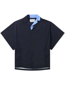 Kolor contrast-collar layered shirt - Blue