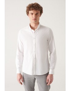 Avva Men's White Oxford 100% Cotton Regular Fit Shirt