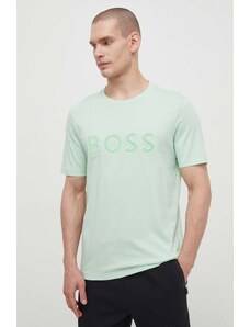 BOSS Green tricou din bumbac bărbați, culoarea verde, cu imprimeu 50512866