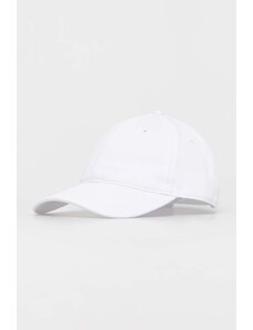 Lacoste șapcă de baseball din bumbac culoarea alb, neted