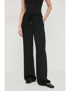 Luisa Spagnoli pantaloni femei, culoarea negru, lat, high waist