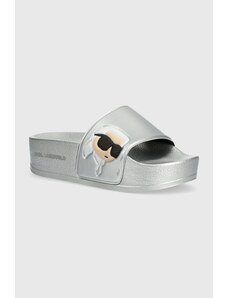 Karl Lagerfeld papuci KONDO MAXI femei, culoarea argintiu, cu platforma, KL80805N