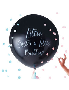 Ginger Ray Balon cu Confetti Gender Reveal Little Sister or Little Brother, 90 cm