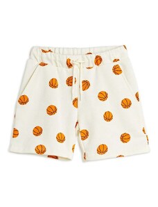 Mini Rodini pantaloni scurți din bumbac pentru copii Basketball culoarea alb, cu model