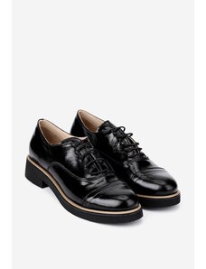 Dasha Pantofi stil Oxford negri din piele lacuita