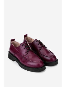 Pantofi burgundy NUR din piele texturata cu siret