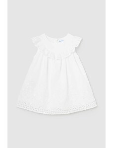 Mayoral rochie din bumbac pentru bebeluși culoarea alb, mini, evazati