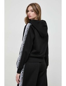 Karl Lagerfeld bluza femei, culoarea negru, cu glugă, cu imprimeu
