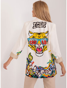 Fashionhunters Cream jacket with print on the back