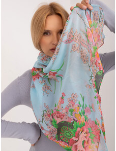 Fashionhunters Light blue women's scarf with flowers