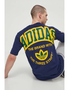 adidas Originals tricou din bumbac bărbați, culoarea bleumarin, cu imprimeu IS0184