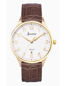 Accurist classic watch in gold & brown-White