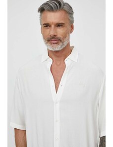 Armani Exchange camasa barbati, culoarea alb, cu guler clasic, relaxed