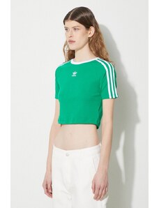 adidas Originals tricou 3-Stripes Baby Tee femei, culoarea verde, IP0666