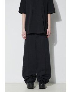 adidas Originals pantaloni de bumbac Chino Pant culoarea negru, lat, high waist, IK5998