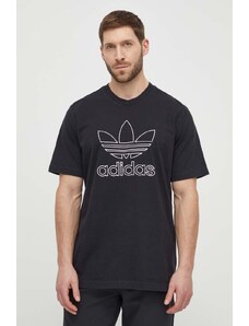 adidas Originals tricou din bumbac Trefoil Tee bărbați, culoarea negru, cu imprimeu, IU2347