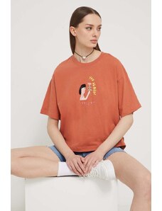 Volcom tricou din bumbac x ARTHUR LONGO femei, culoarea portocaliu