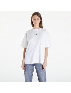 Tricou pentru femei Calvin Klein Jeans Woven Label Rib Short Sleeve Tee White
