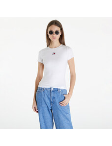 Tommy Hilfiger Tricou pentru femei Tommy Jeans Slim Badge Rib Short Sleeve Tee White