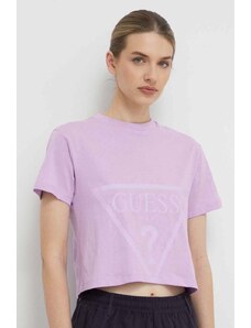 Guess tricou din bumbac culoarea violet