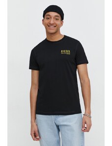 Diesel tricou din bumbac bărbați, culoarea negru, cu imprimeu A12500.0GRAI