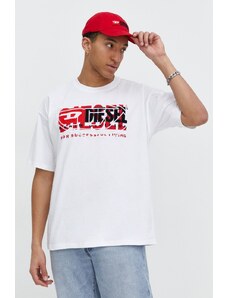 Diesel tricou din bumbac bărbați, culoarea alb, cu imprimeu A12147.0PATI