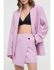 Karl Lagerfeld fusta din amestec de lana culoarea roz, mini, evazati