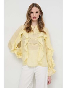 Twinset bluza femei, culoarea galben, neted