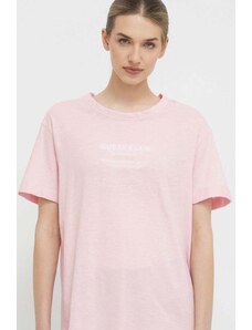 Guess tricou din bumbac femei, culoarea roz