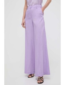Silvian Heach pantaloni femei, culoarea violet, lat, high waist