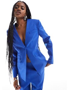 Extro & Vert tailored buttoned blazer in cobalt co-ord-Blue