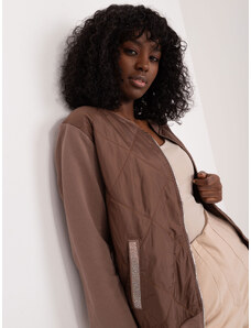 Fashionhunters Brown cotton bomber jacket with appliqué