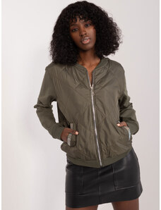 Fashionhunters Khaki quilted bomber jacket sweatshirt with patch