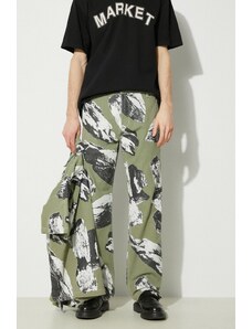 Market pantaloni de bumbac Talus Work Pants culoarea verde, drept, 388001157