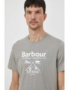 Barbour tricou din bumbac barbati, culoarea verde, cu imprimeu