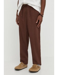 Les Deux pantaloni din in culoarea maro, drept