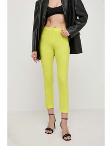 Patrizia Pepe pantaloni femei, culoarea galben, drept, medium waist