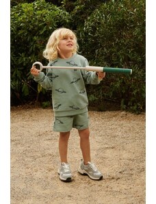 Liewood pantaloni scurți din bumbac pentru copii Gram Printed Sweatshorts culoarea verde, modelator, talie reglabila