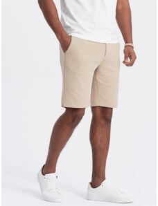 Ombre Clothing Men's SLIM FIT structured knit shorts - sand V3 OM-SRCS-0126