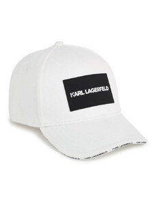 Karl Lagerfeld șapcă din bumbac pentru copii culoarea bej, cu imprimeu