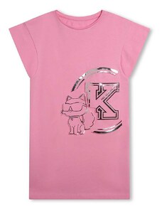 Karl Lagerfeld rochie din bumbac pentru copii culoarea roz, mini, drept